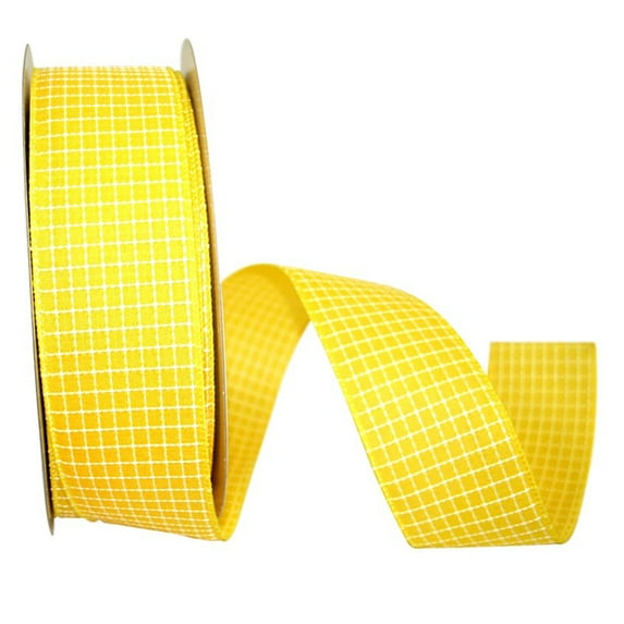 JAM Paper Saddle Linen Ribbon, 2 1/2 inches x 50 yards, Yellow, 1/Pack