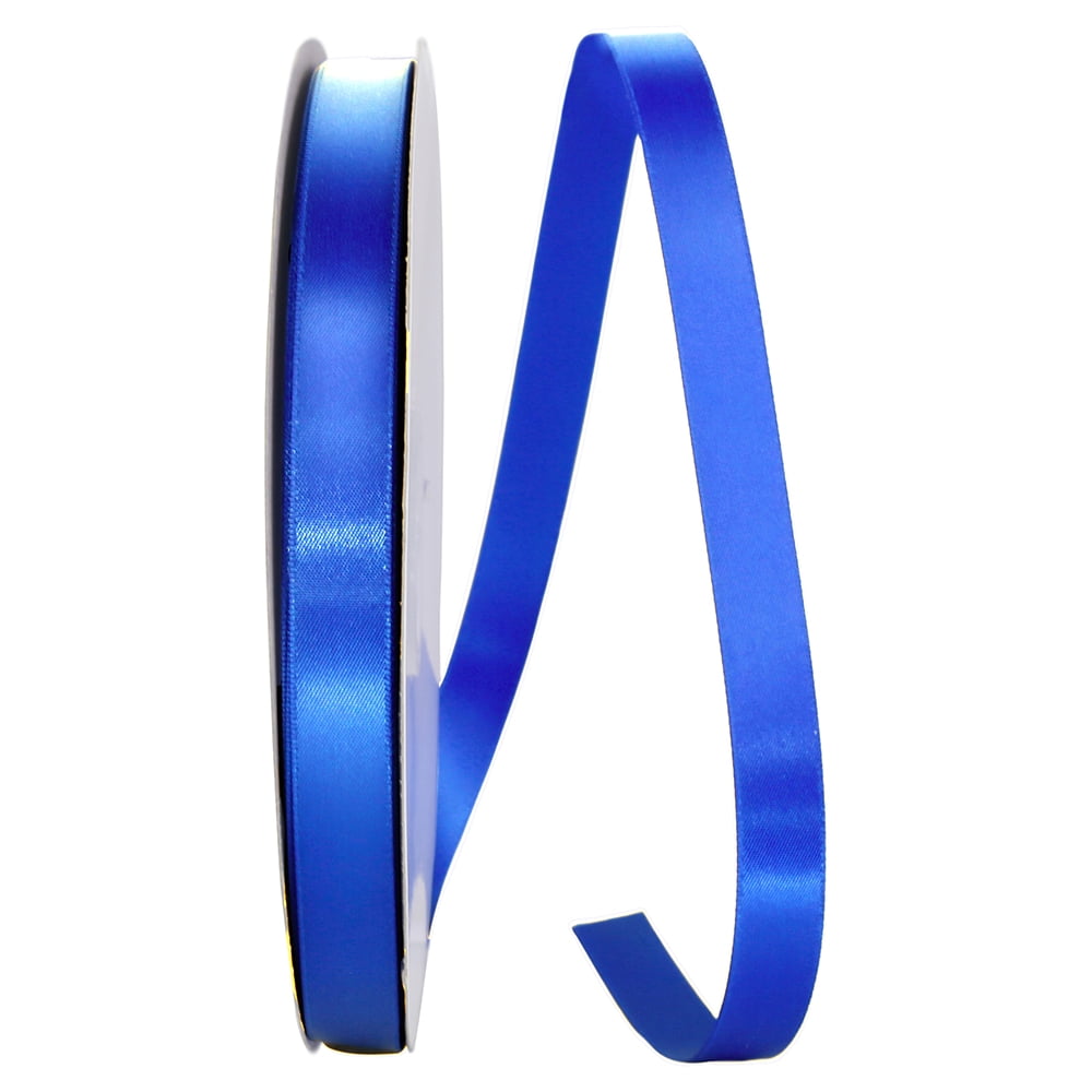 JAM Paper Satin Double Face Electric Blue Polyester Ribbon, 3600" x 0.62"