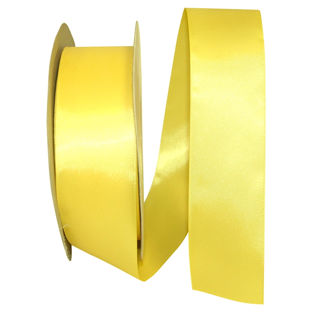 JAM Paper Satin Double Face Lemon Polyester Ribbon, 1800" x 1.5"