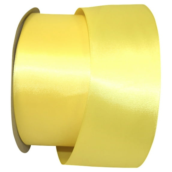 JAM Paper Satin Double Face Lemon Polyester Ribbon, 1800" x 2.5"