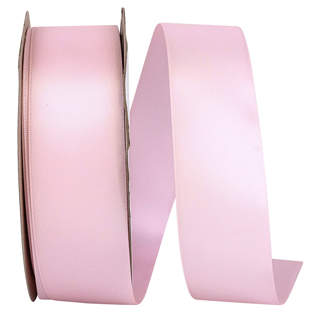 JAM Paper Satin Double Face Light Pink Polyester Ribbon, 1800" x 1.5"