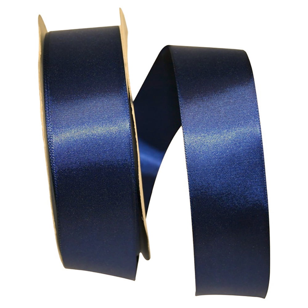 JAM Paper Satin Double Face Navy Polyester Ribbon, 1800" x 1.5"