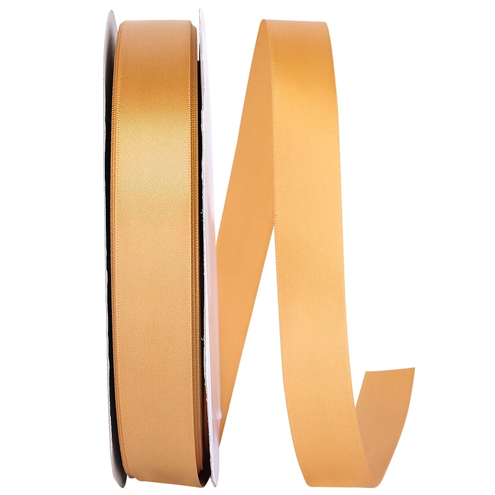 JAM Paper Satin Double Face Old Gold Polyester Ribbon, 3600" x 0.87"