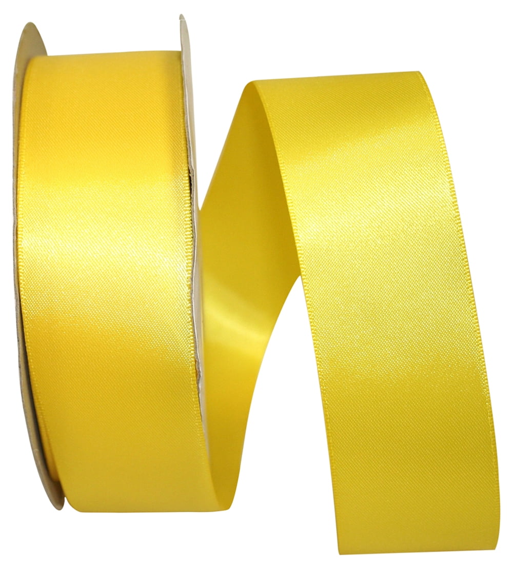 JAM Paper Satin Double Face Yellow Polyester Ribbon, 1800" x 1.5"
