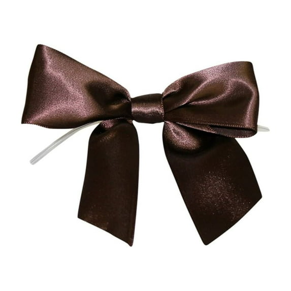 JAM Paper Satin Twist Tie Bows, Brown, 1.5 in, 50/Pack