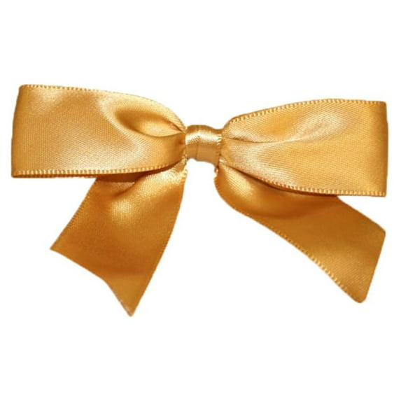 JAM Paper Satin Twist Tie Bows, Old Gold, 7/8 in, 100/Pack