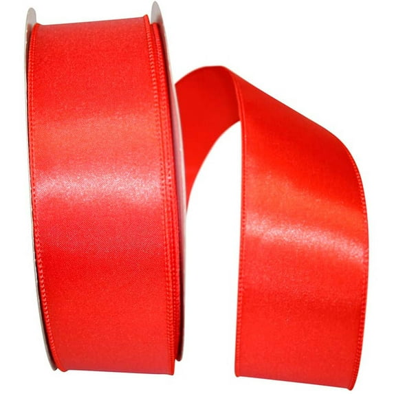 JAM Paper Satin Wired Edge Ribbon, 2.5 In x 50 Yds, 2/Pack, Rust