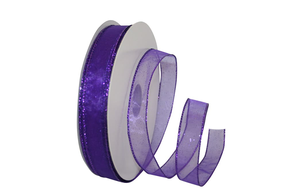 JAM Paper All Occasion Purple Nylon Woven Sheer Ribbon, 900 x 2.5 