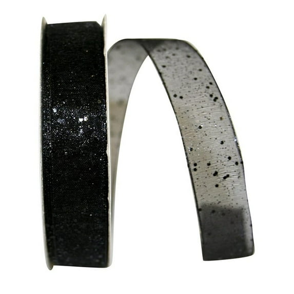 JAM Paper Sheer Glitter Ribbon, 5/8 In x 25 Yards, 2/Pack, Black