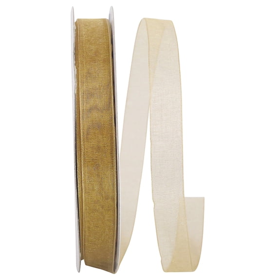 JAM Paper Sheer Gold Nylon Ribbon, 3600" x 0.62"