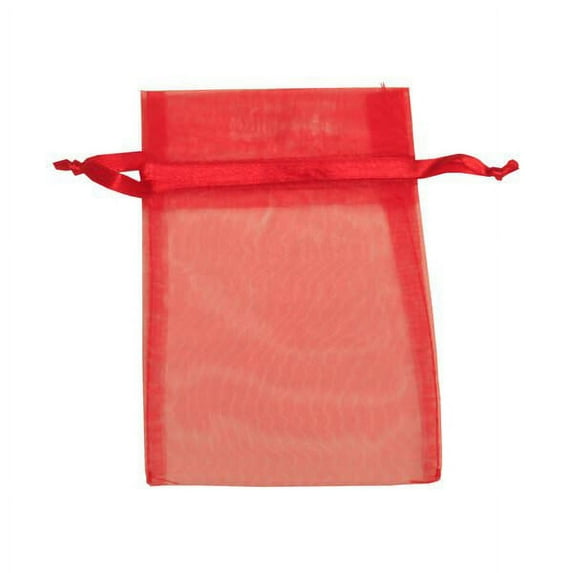 JAM Paper Sheer Organza Bag, Small, 4 x 5 1/2, Red, 12/pack