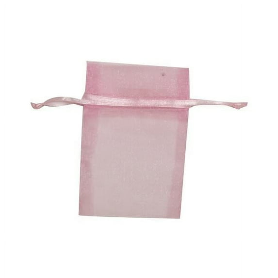 JAM Paper Sheer String Tie Gift Bags, 3 x 4, Baby Pink, 12/Pack