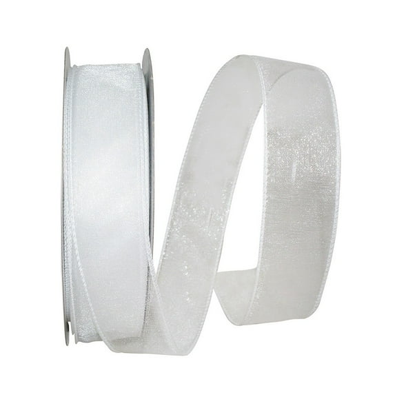 JAM Paper Sheer Wired Ribbon, 1 1/2 Inches x 50 Yards, White, 1/Pack