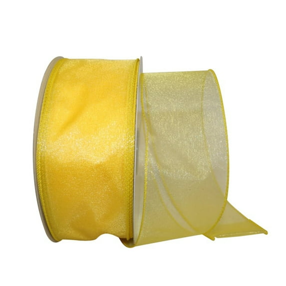 JAM Paper Sheer Wired Ribbon, 2 1/2 Inches x 50 Yards, Daffodil Yellow, 1/Pack