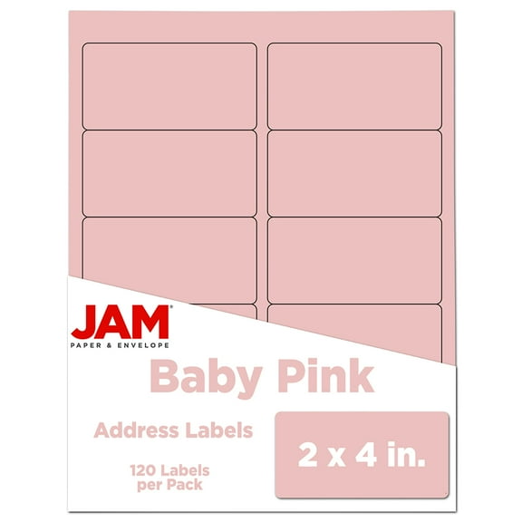 JAM Paper Shipping Address Labels, 2 x 4, Baby Pink Pastel, 120 per Pack