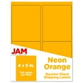 thumbnail image 1 of JAM Paper Shipping Address Labels, 4 x 5, Neon Orange, 4 Labels per Page/120 Total, 1 of 5