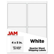 JAM Paper Shipping Address Labels, Extra Large, 4 x 5, White, 4 Labels per Page/120 Labels Total