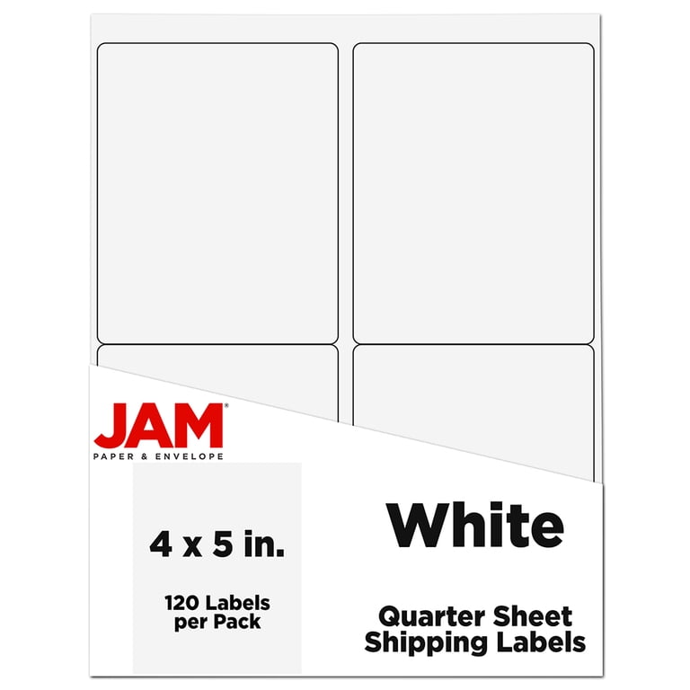 JAM Paper Shipping Address Labels, Extra Large, 4 x 5, White, 4