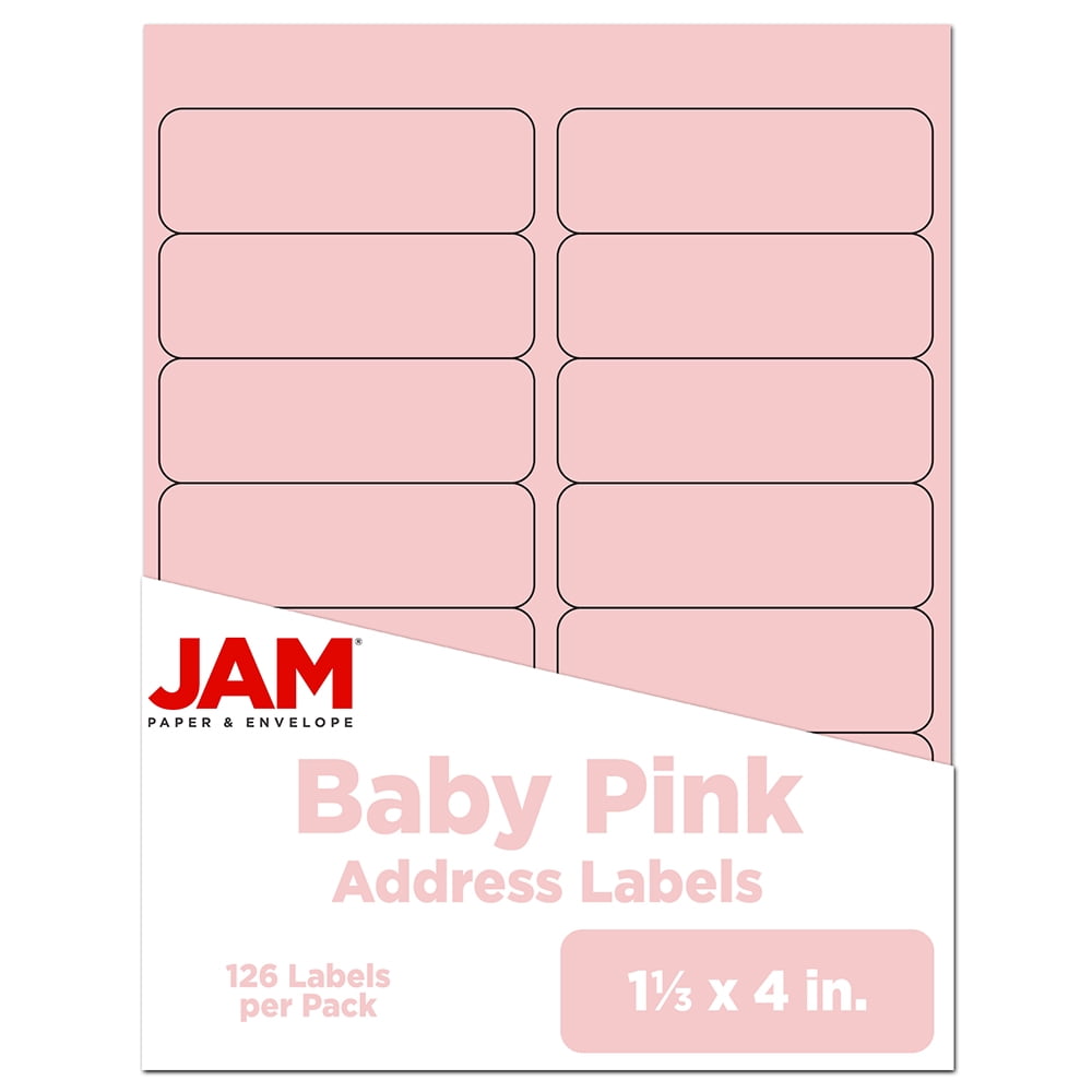 JAM Paper Shipping Address Labels, Rectangular, 1 1/3 x 4, Baby Pink Pastel, 126 per Pack