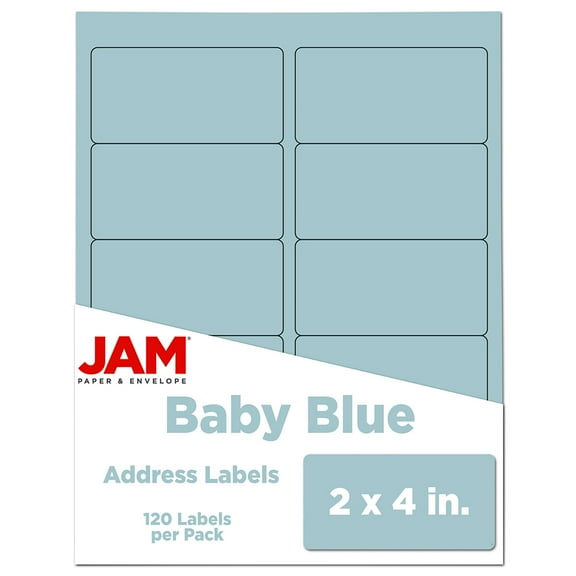 JAM Paper Shipping Address Labels, Standard Mailing, 2 x 4, Baby Blue, 120 per Pack