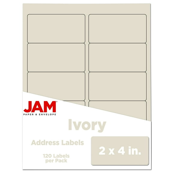 JAM Paper Shipping Address Labels, Standard Mailing, 2 x 4, Ivory, 120 per Pack