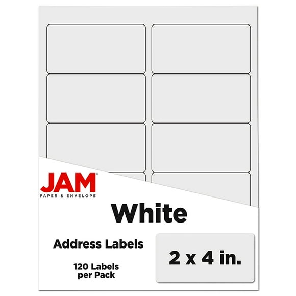 JAM Paper Shipping Address Labels, Standard Mailing, 2 x 4, White, 120 per Pack