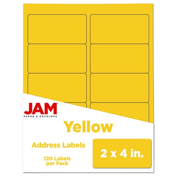 JAM Paper Shipping Address Labels, Standard Mailing, 2 x 4, Yellow, 120/Pack