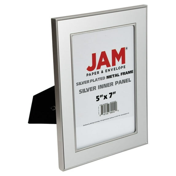 JAM Paper Silver Plated Metal Picture Frames, 5 x 7 inches, Combo Pack, 2/Pack