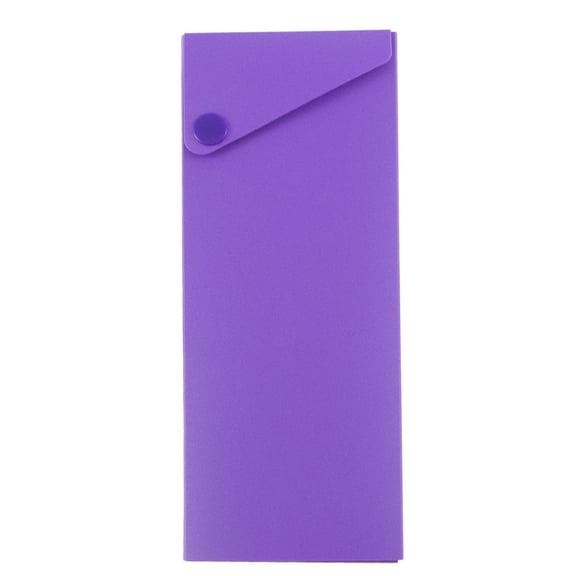 JAM Paper Sliding Pencil Cases with Button Snap, Purple