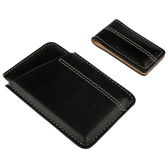 JAM Paper Slim Leather Wallet & Money Clip Set, 4 1/4 x 2 3/4, Black, Sold Individually