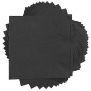 JAM Paper Small Beverage Napkins, 5 x 5, Black, 40/Pack