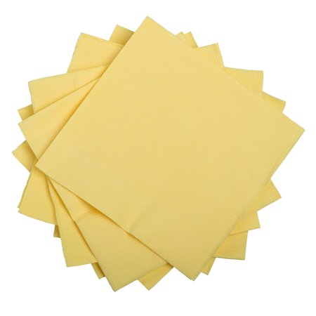 JAM Paper Small Beverage Napkins, 5 x 5, Light Yellow, 40/Pack