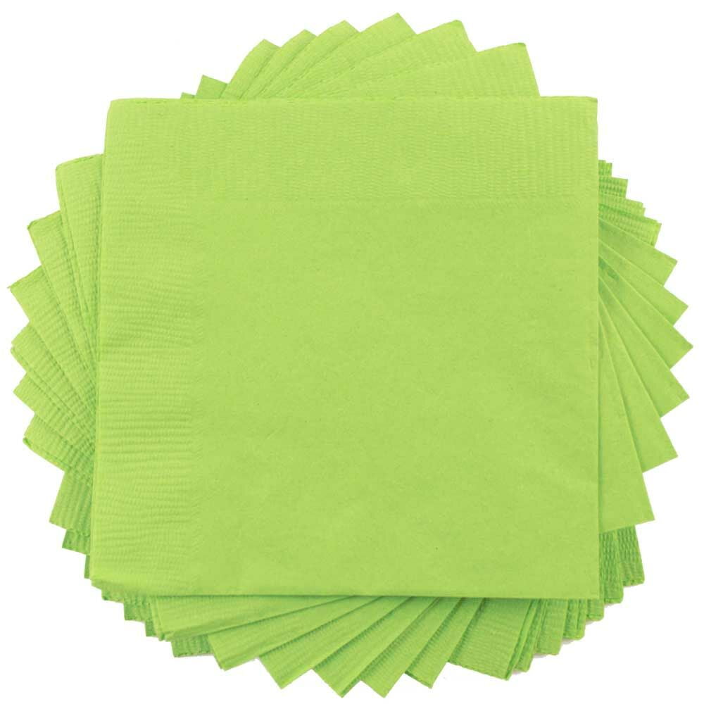 JAM Paper Small Beverage Napkins, 5 x 5, Lime Green, 40/Pack