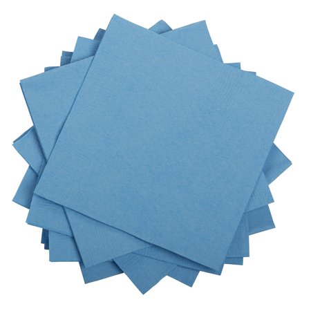 JAM Paper Small Beverage Napkins, 5 x 5, Pastel Blue, 40/Pack
