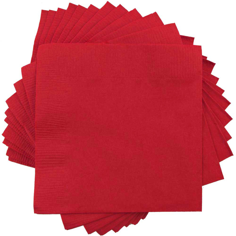 Classic Red and Gold Foil Dot Beverage Napkins, 16 pk