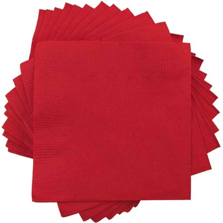 JAM Paper Small Beverage Napkins, 5 x 5, Red, 40/Pack