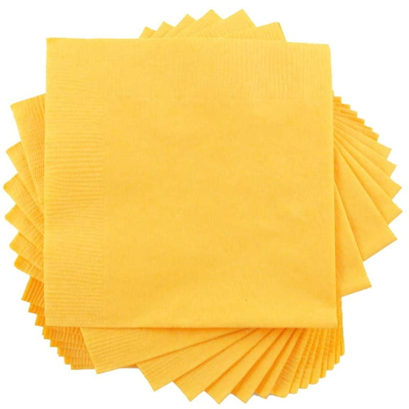 JAM Paper Small Beverage Napkins, 5 x 5, Yellow, 40/Pack