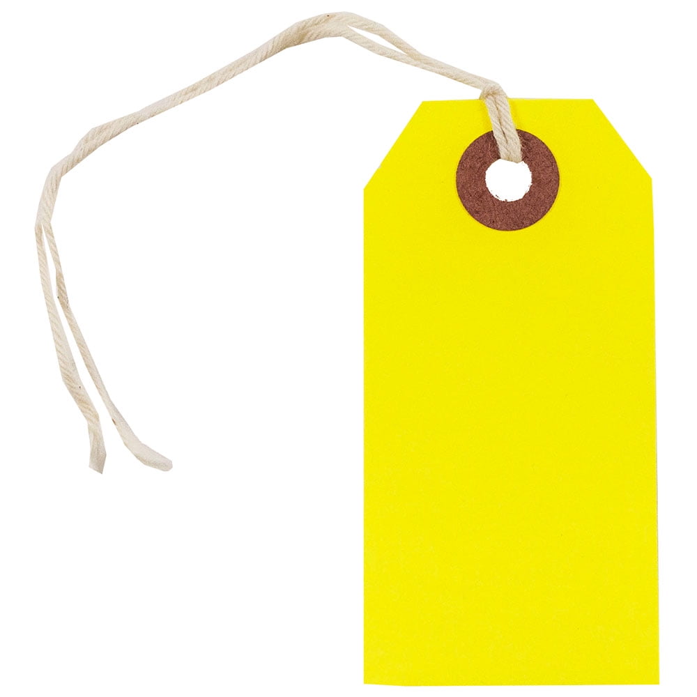  CleverDelights Yellow Plastic Tags - 3 Round - 100 Pack -  Waterproof and Tear-Resistant : Office Products