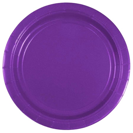 JAM Paper Small Round Paper Plates, Purple, 7", 50 per Pack