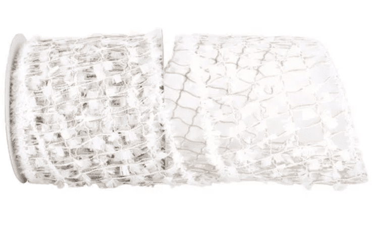 JAM Paper Snowy Ribbon, White, 4.25in x 10yd, 1 Pack