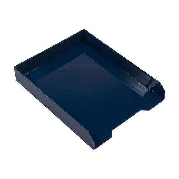 JAM Paper Stackable Front Loading Letter Tray Letter Size Navy Blue Plastic 2/Pack (344NAA)