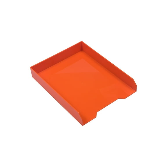 JAM Paper Stackable Front Loading Letter Tray Letter Size Orange Plastic 2/Pack (344ORA)