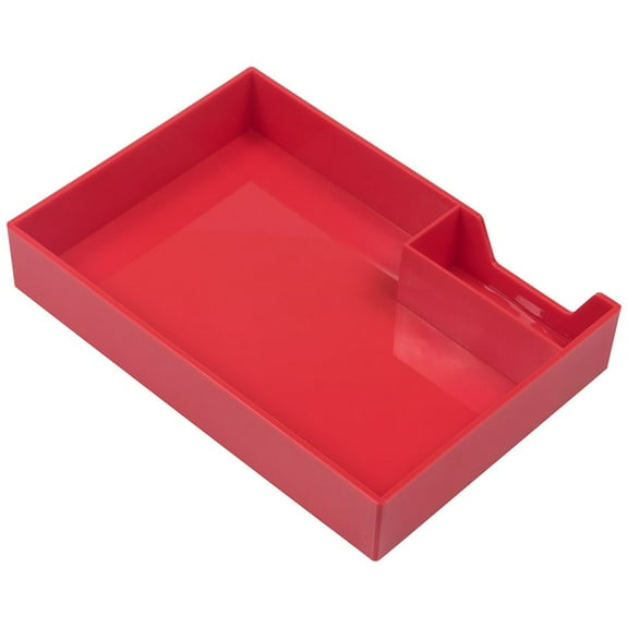 JAM Paper Stackable Half Desk Trays, Red, Office & Desk Supply Organizer Top Tray, 1 Pack