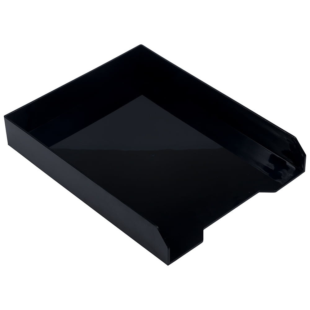 Black Stackable Plastic Letter Paper Tray Organizer