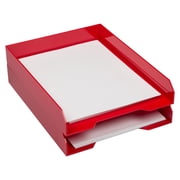 JAM Paper Stackable Paper Trays, Red, Desktop Document, Letter, File Organizer Tray, 2/Pack