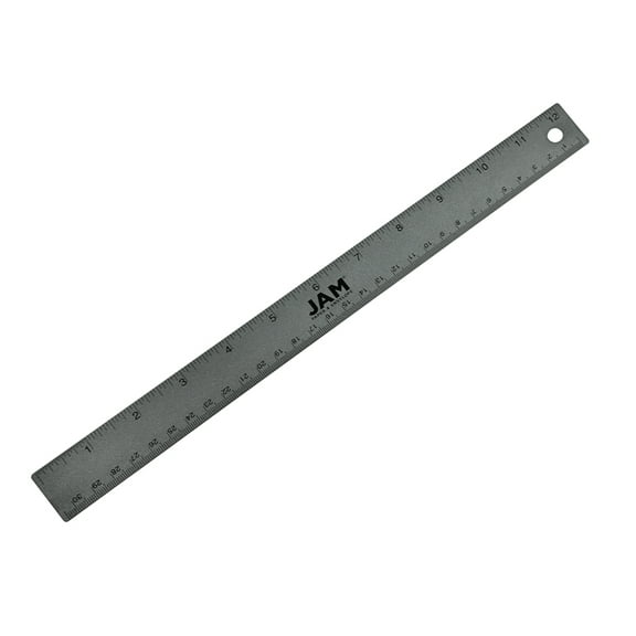 JAM Paper Stainless Steel Ruler, 12 Inches, Metal Ruler with Non-Skid Cork Backing, Grey Metallic, 12 Per Pack