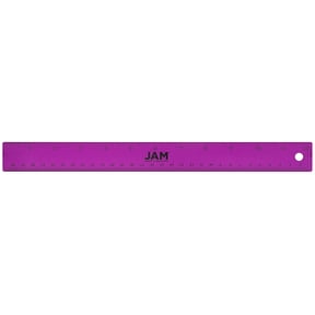JAM Paper Stainless Steel Ruler, 12 in, Cork Backing, Purple Metallic, 1 per Pack