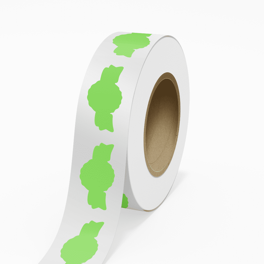 JAM Paper Standard Label Rolls, Anniversary Seal Shaped, 1 3/8 x 2 5/8, Neon Green, 125 Labels/Roll