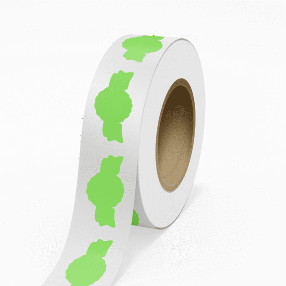 JAM Paper Standard Label Rolls, Anniversary Seal Shaped, 1 3/8 x 2 5/8, Neon Green, 125 Labels/Roll