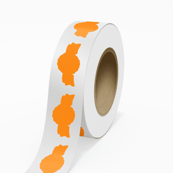 JAM Paper Standard Label Rolls, Anniversary Seal Shaped, 1 3/8 x 2 5/8, Neon Orange, 125 Labels/Roll